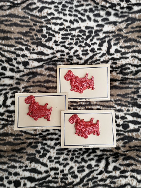 Original 1950's Deadstock Novelty Scotty Dog Brooch - Mint On Card - Only 10 Pounds Each!