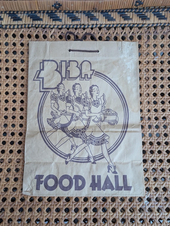 Original 1972-4 Big Biba Foodhall Large String Handle Brown Paper Bag - Fair Condition - Only 30 Pounds!