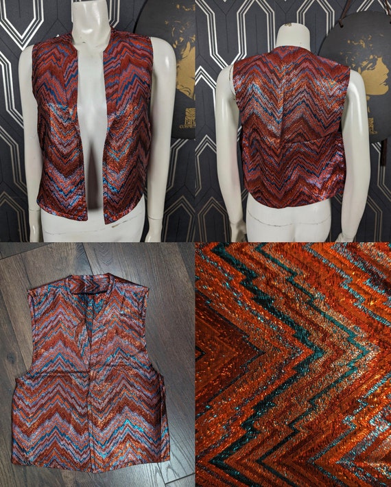 Original 1973 Biba Metallic Zigzag Pattern Lurex Fabric Waistcoat - Good Condition - Only 125 Pounds!