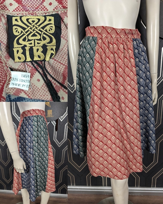 Classic Iconic Original 1970 Biba Viscose Rayon Deco Print Colourful Skirt - Great Condition - Only 175 Pounds!