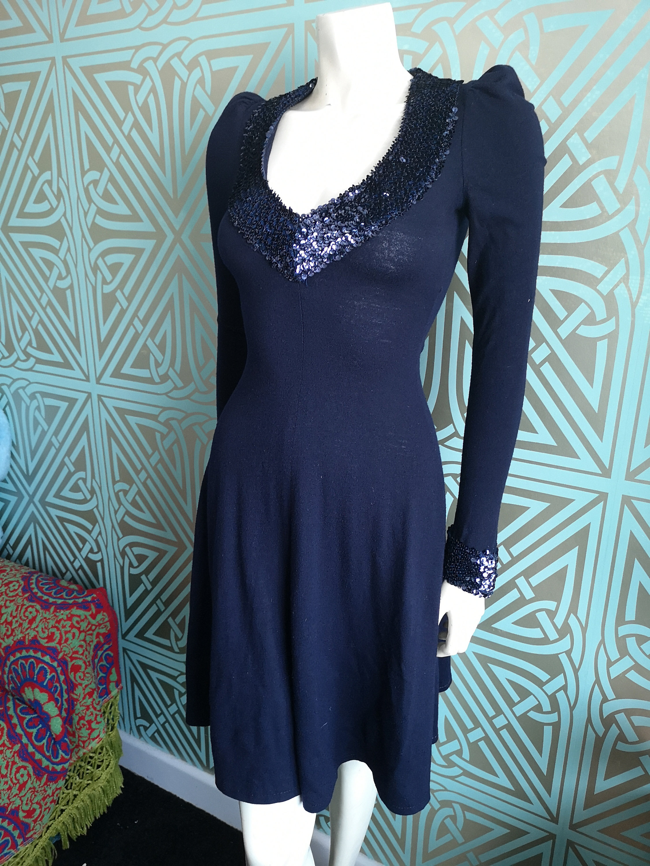 Original Iconic 1973/74 Biba Sequin Jersey Dress Fair Condition