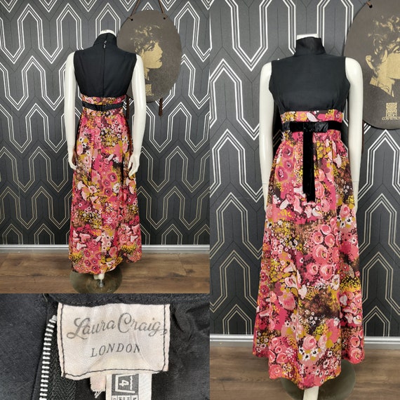 Original 1970's Laura Craig Large Floral Print Maxi Dress - Good Condition - Only 55 Pounds!