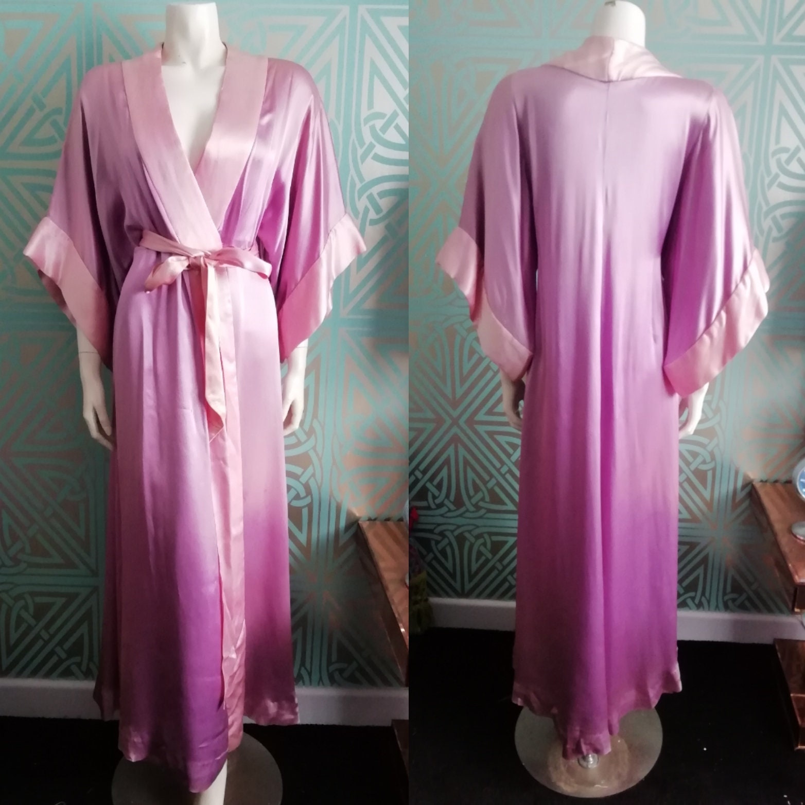 1972 Biba Copper Satin Low-Cut Plunge Billow Sleeve Back Belted Maxi Dress  at 1stDibs | copper satin maxi dress, biba champagne dress, biba maxi dress