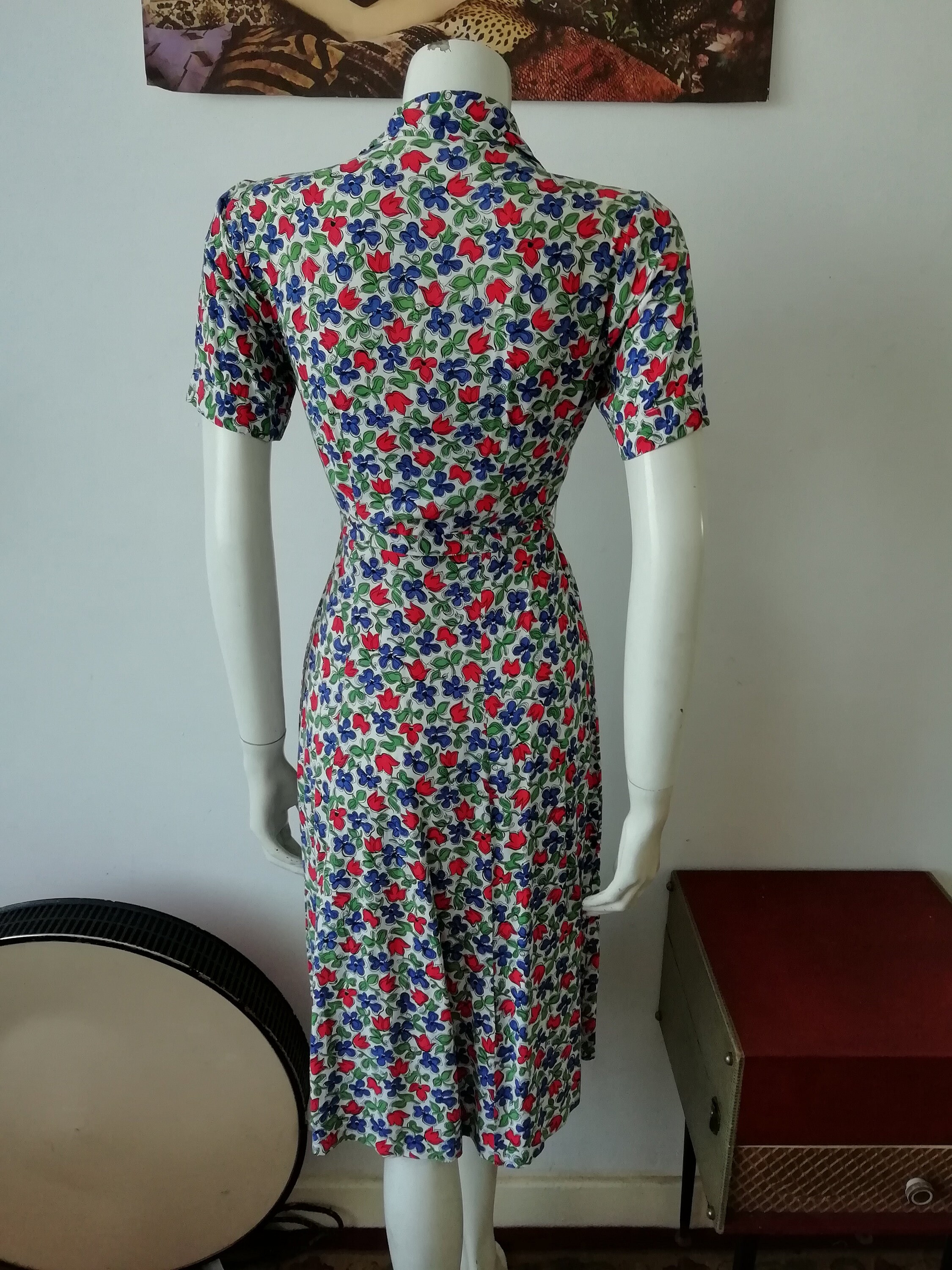 Free shipping Women's Vintage Style Retro 1940s Shirtwaist Flared Evening Tea Dress Swing 