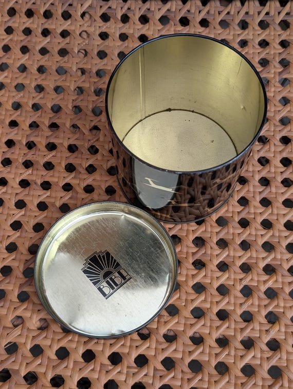 Rare Original 1970s Biba Art Deco Leaping Deer Round Biscuit / Tea Caddy Tin - Good Condition - Only 75 Pounds!