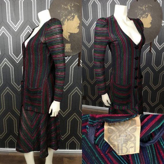 Original Iconic 1973 Biba Metallic Rainbow Stripe Jersey Cotton Set - Great Condition - Only 695 Pounds!