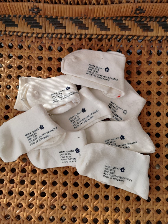 Deadstock Original 1960's Mary Quant White Ankle Socks Cotton Knit Socks - Good Unused Condition - Only 4 pounds Each!