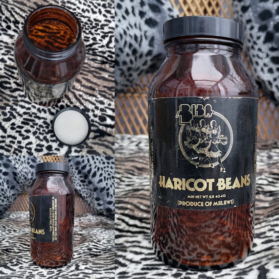 Original 1970s Biba Large Amber Glass Jar Of Haricot Beans - Good Condition - Only 55 Pounds!