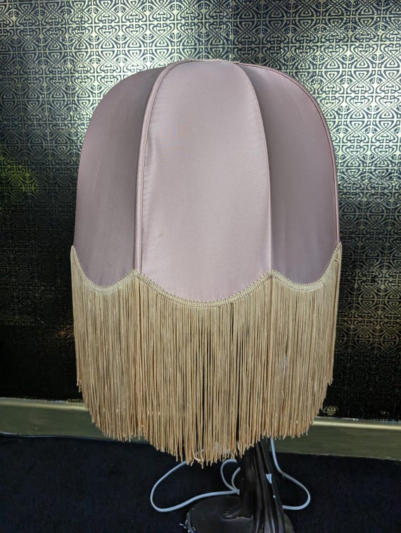 Original 1960s Biba Extra Large Dusky Pink Satin Coloured Long Fringe Lampshade - Good Condition -  Only 275 Pounds!