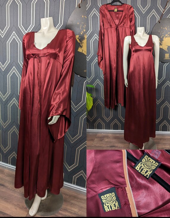 Original 1971 Rust Red Satin Slip Dress & Overcoat Set - Good Condition - Only 595 Pounds!