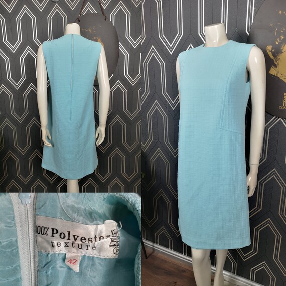 Original 1960's Baby Blue Polyester Shift Dress - Good Condition - Only 45 Pounds!