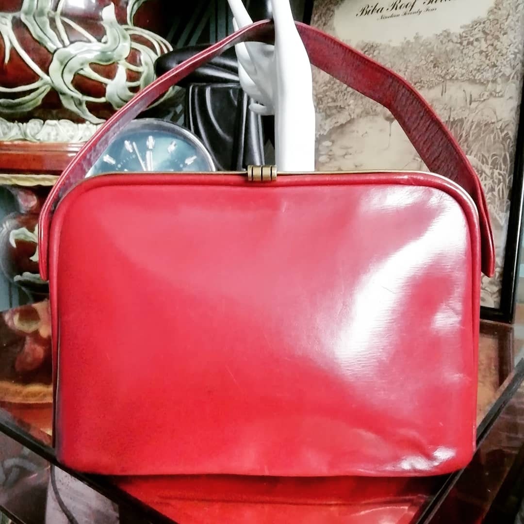 1940's Deep Red Leather Kelly Bag by Spearo - Good Condition - Only 35 ...