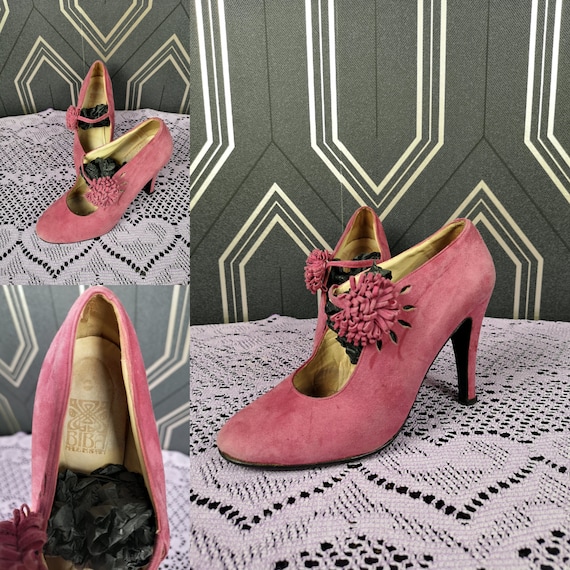 Rare Original 1973 Biba Raspberry Pink Suede Leather Shoes - Good Condition - Only 145 Pounds!