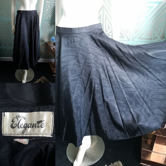 SALE** Original 1950's Black Water Silk Satin Full Circle Skirt By Pierre Elegante - Great Condition - WAS 95 NOW 55 Pounds!