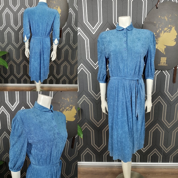 Original 1970's Blue Cotton C&A Dress - Good Condition - Only 25 Pounds!