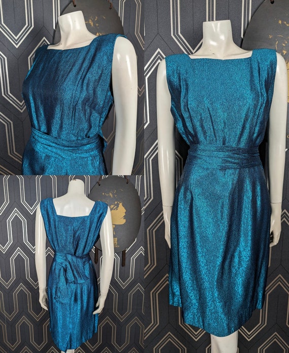 Original 1960's Metallic Blue Lurex Midi Dress - Good Condition - Only 45 Pounds!