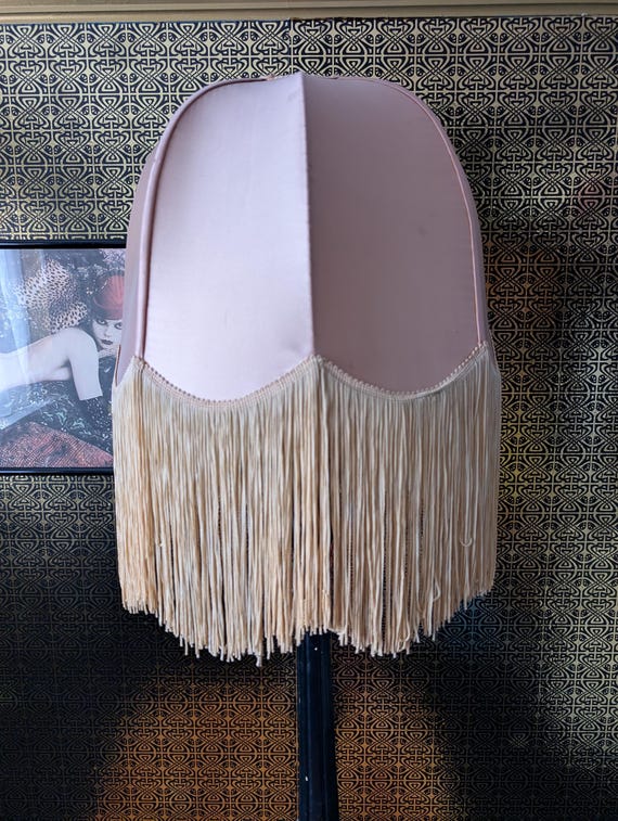 Original 1960s Biba Extra Large Oyster Pink Satin Coloured Long Fringe Lampshade - Good Condition -  Only 275 Pounds!