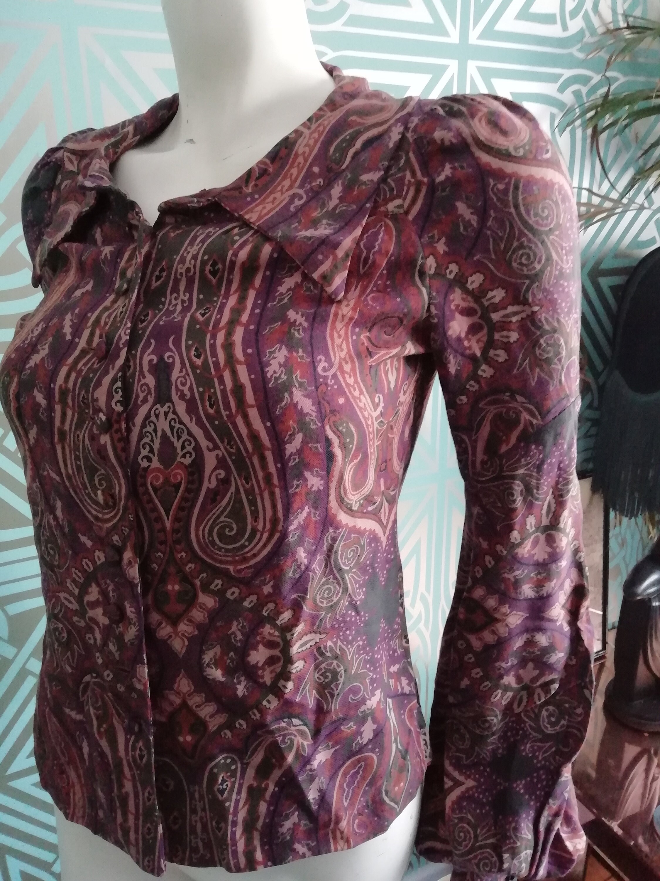 Original 1969/70 Biba Soft Cotton Blouse With Amazing Balloon Sleeves
