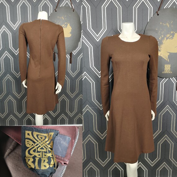 Original 1971 Biba Chocolate Brown Jersey Wool Skater Dress - Great Condition - Only 295 Pounds!