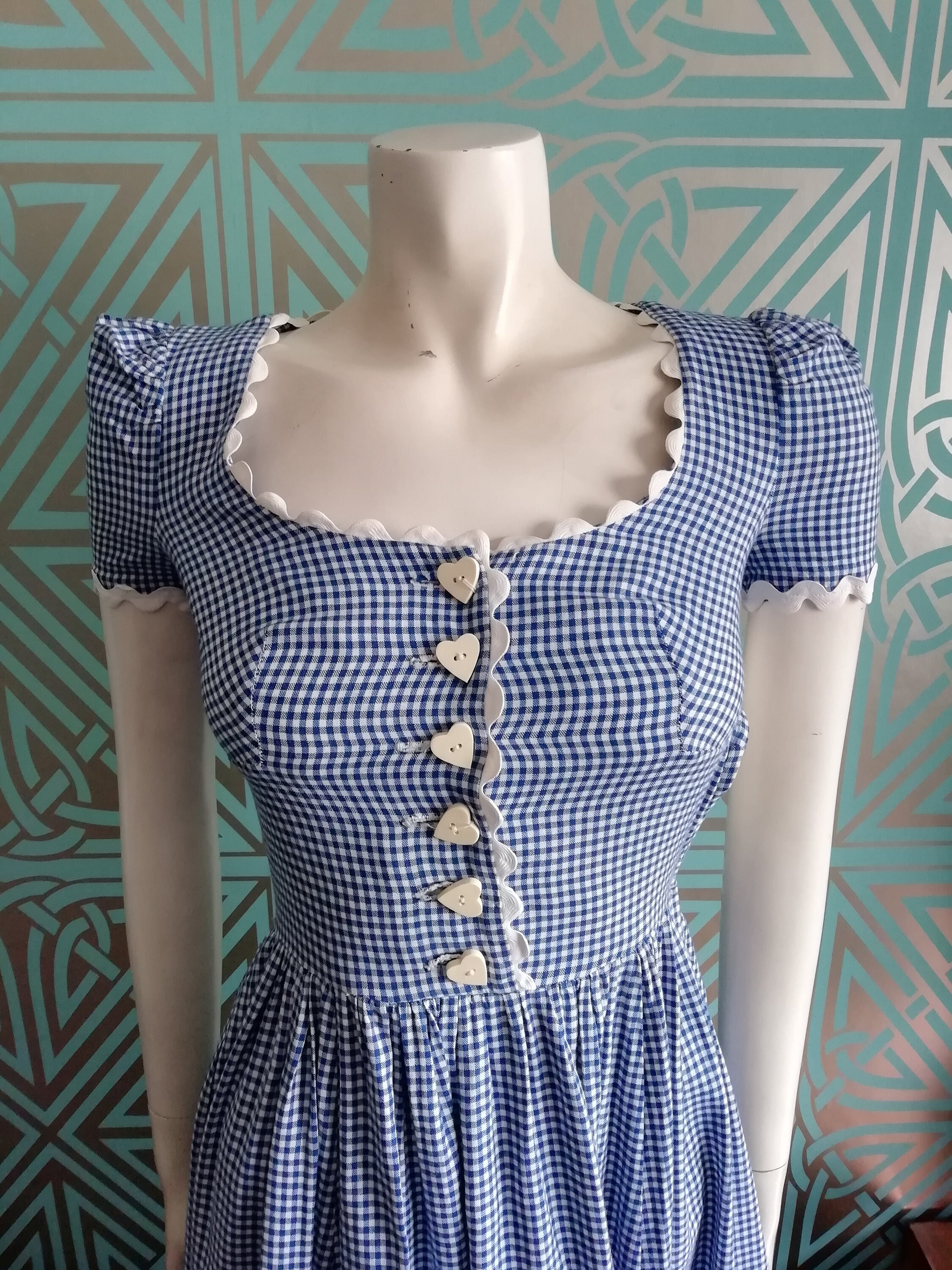 1970 Original Biba Blue Gingham RicRac Dress Good Condition Only