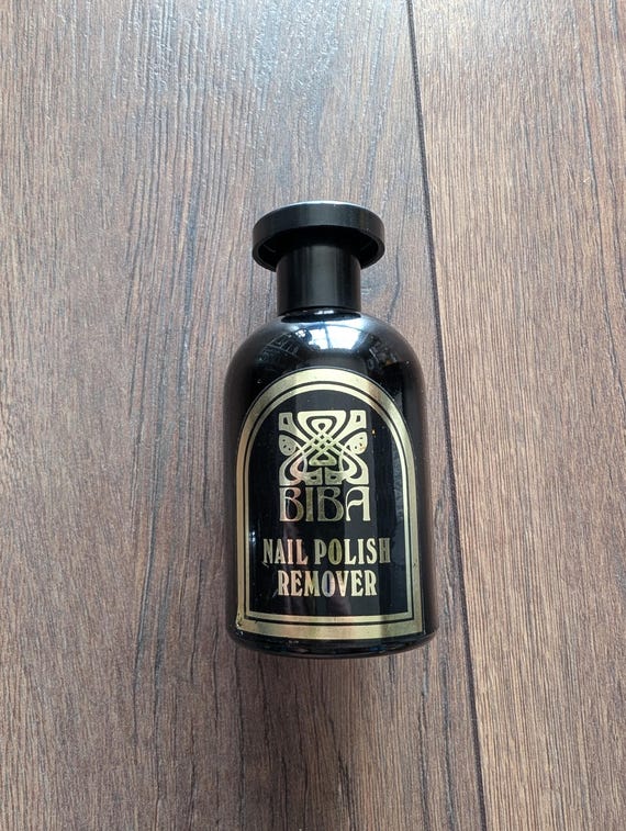 Original 1970s Biba Black Glass Bottle Of Nail Polish Remover - Unopened - Great Condition - Only 55 Pounds!