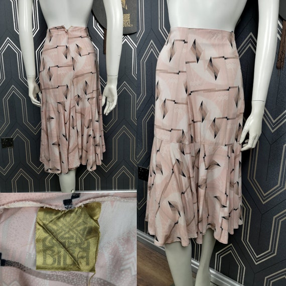 Original 1974 Biba Art Deco Design Cotton Midi Skirt - Good Condition - Only 85 Pounds!