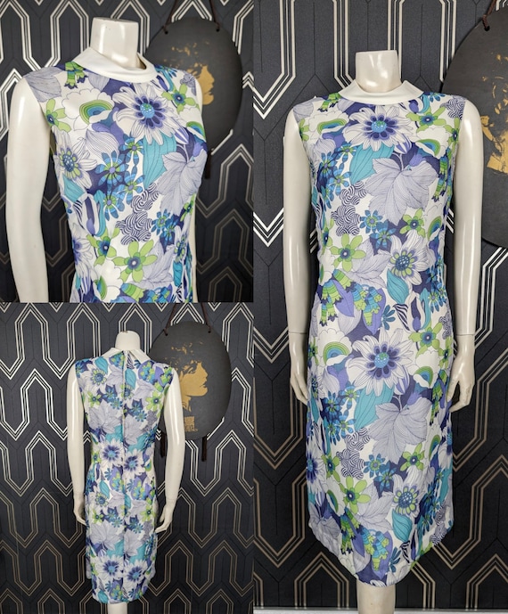 Original 1960's Atlantic Pastel Floral Print Shift Dress - Great Condition - Only 45 Pounds!