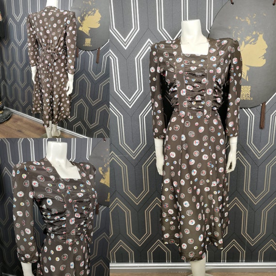 Original 1920's / 1930's Rayon Satin Art Deco Design Day Dress - Good Condition - Only 85 Pounds!