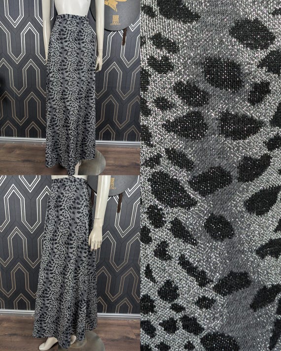 Original 1970's Iconic Silver Polyspun Jersey Fabric Maxi Skirt  - Great Condition - Only 145 Pounds!
