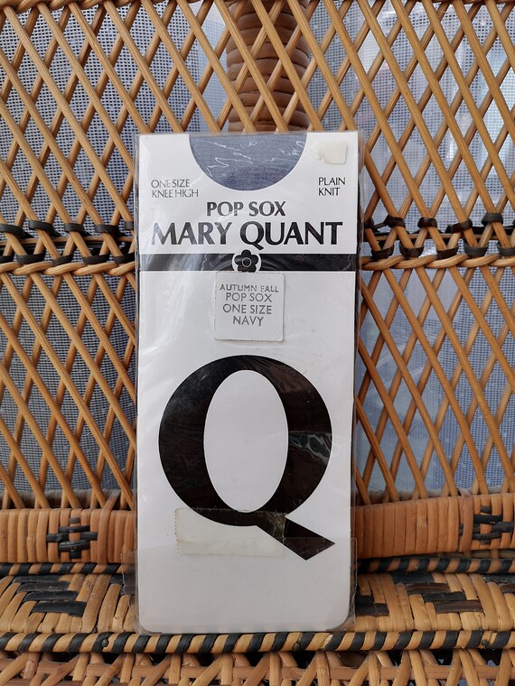 Deadstock Original 1980's Mary Quant Navy Autumn Fall Design Pop Sox  - Mint Unused Condition - Only 8 pounds!