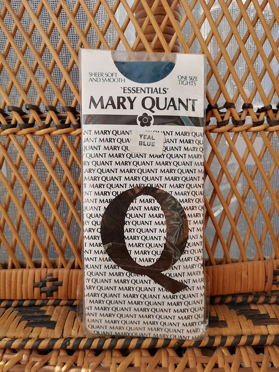 Deadstock Original 1980's Mary Quant Teal Blue Sheer Design Tights - Mint Unused Condition - Only 8 pounds!