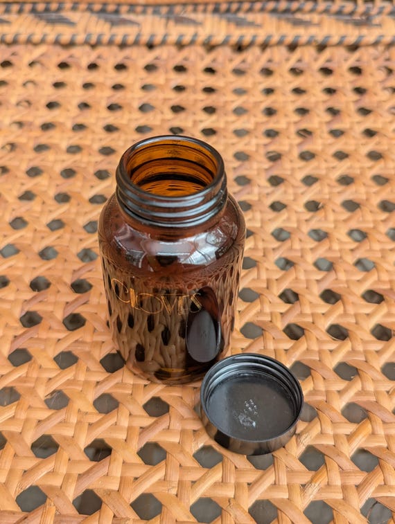 Rare Original 1970s Biba Amber Glass Cloves Herb Jar - Good Condition - Only 65 Pounds!