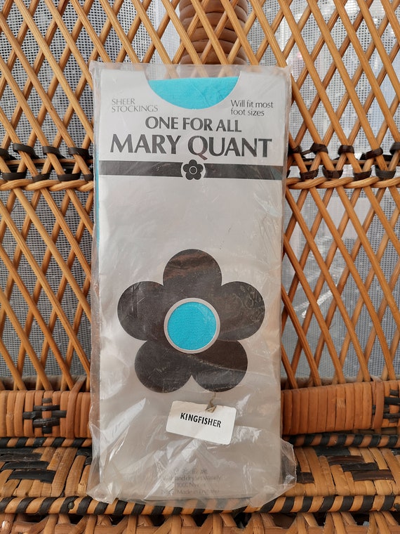 Deadstock Original 1980's Mary Quant Kingfisher Blue Sheer Design Stockings - Mint Unused Condition - Only 8 pounds!