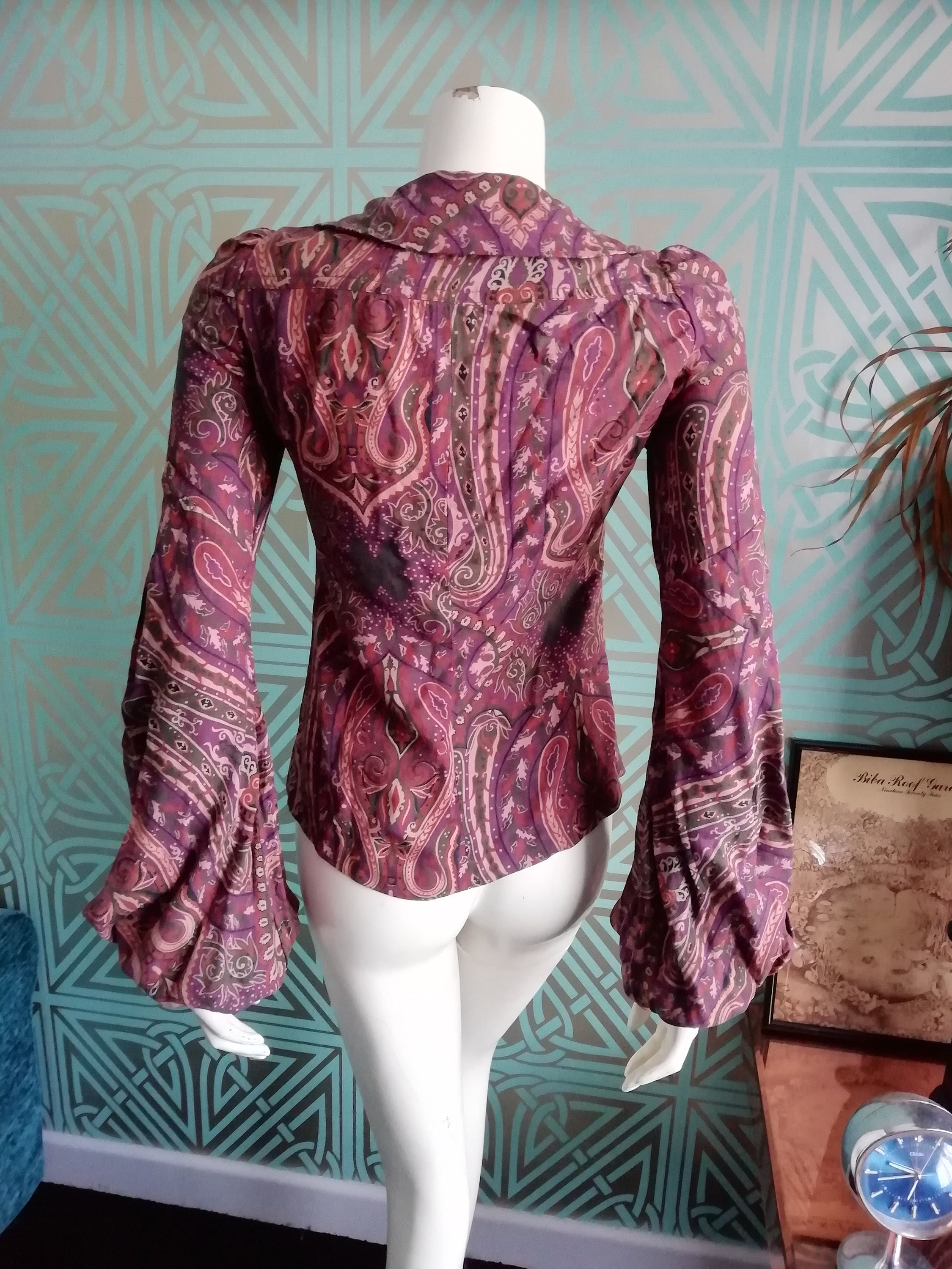 Original 1969/70 Biba Soft Cotton Blouse With Amazing Balloon Sleeves