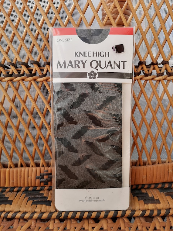 Deadstock Original 1980's Mary Quant Black Fancy Design Knee High Tights - Mint Unused Condition - Only 8 pounds!