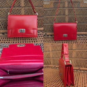 Bolso de hombro o cartera original de color rojo brillante de los años 60. Excelente estado. ¡Solo 65 libras!