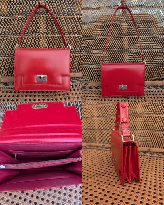 Original 1960's Bright Red Mod Shoulder / Handbag - Great Condition - Only 65 Pounds!