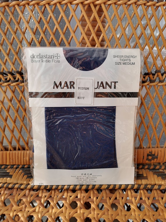 Deadstock Original 1980's Mary Quant Navy Sheer Design Tights - Mint Unused Condition - Only 8 pounds!