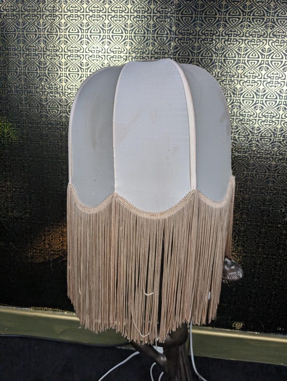 Original 1960s Biba Rare Smaller Sized Oyster White Satin Coloured Long Fringe Lampshade - Fair Condition -  Only 195 Pounds!