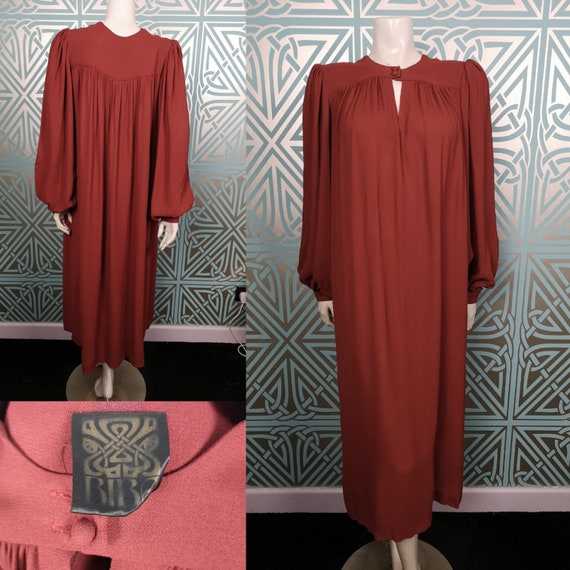 Original 1972 Biba Moss Crepe Huge Balloon Sleeves