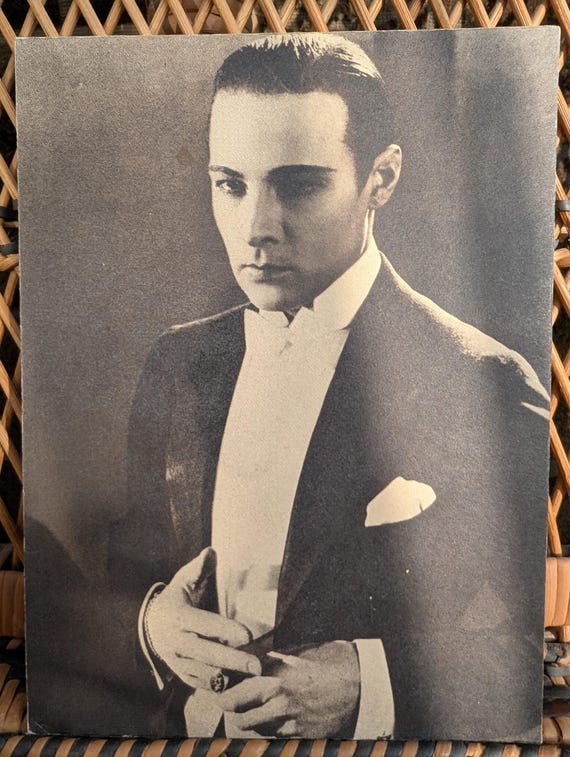 Original 1970s Extra Large Biba Postcard Rudolph Valentino - Good Condition - Only 65 Pounds!