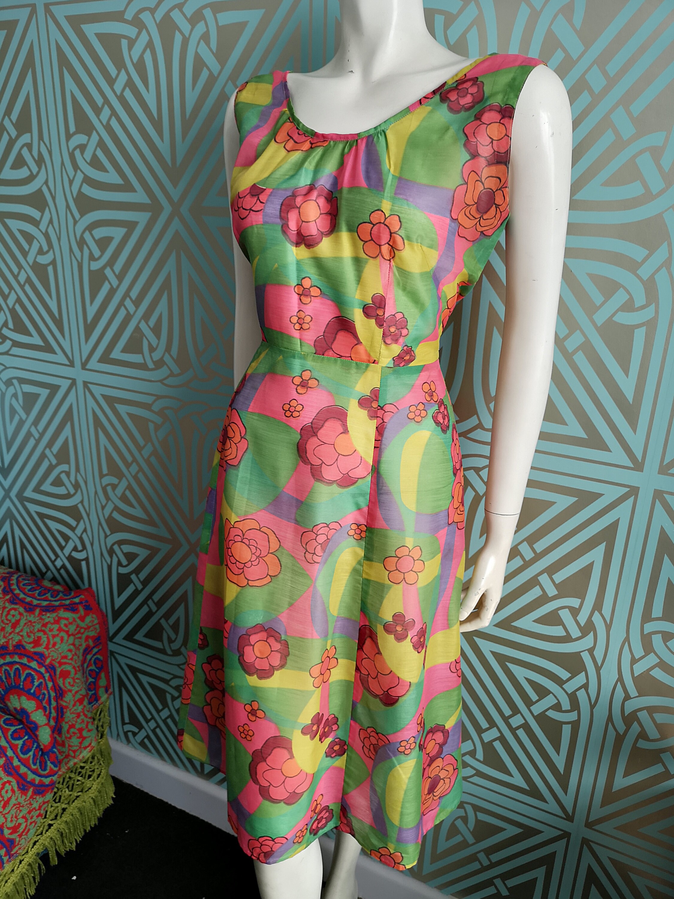 SALE Original 1960's Psychedelic Floral Print Mini Dress | Etsy