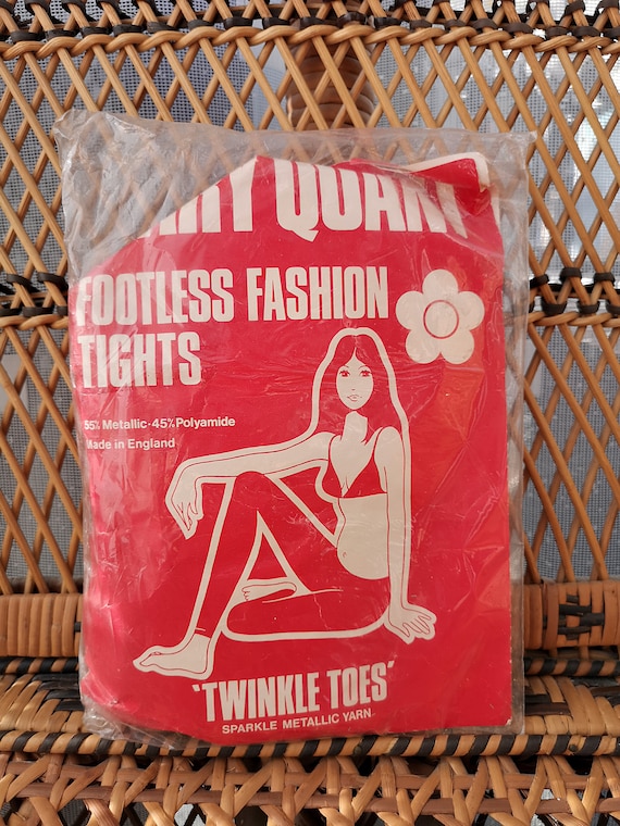 Deadstock Original 1970's Mary Quant Twinkle Toes Silver Tights - Good Unused Condition - Only 25 pounds!