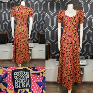 Original 1970 Biba Light Cotton Giant Strawberry Novelty Print Maxi Dress - Good Condition - Only 295 Pounds!