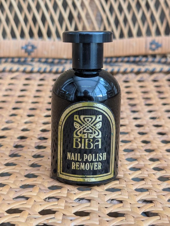 Original 1970s Biba Black Glass Bottle Of Nail Polish Remover - Good Condition - Only 55 Pounds!