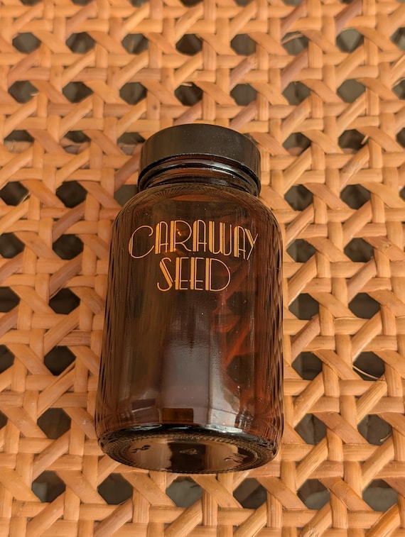 Rare Original 1970s Biba Amber Glass Caraway Seed Herb Jar - Great Condition - Only 65 Pounds!