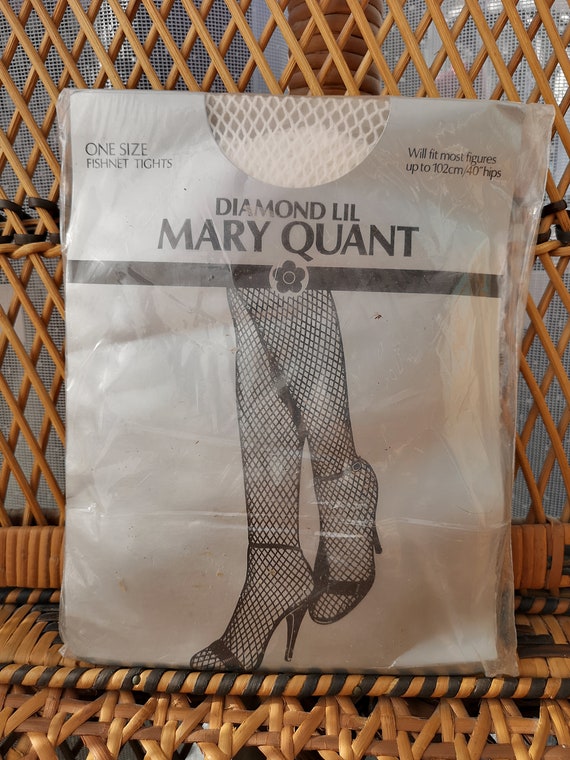 Deadstock Original 1980's Mary Quant Diamond Lil White Fishnet Design Tights - Good Unused Condition - Only 8 pounds!