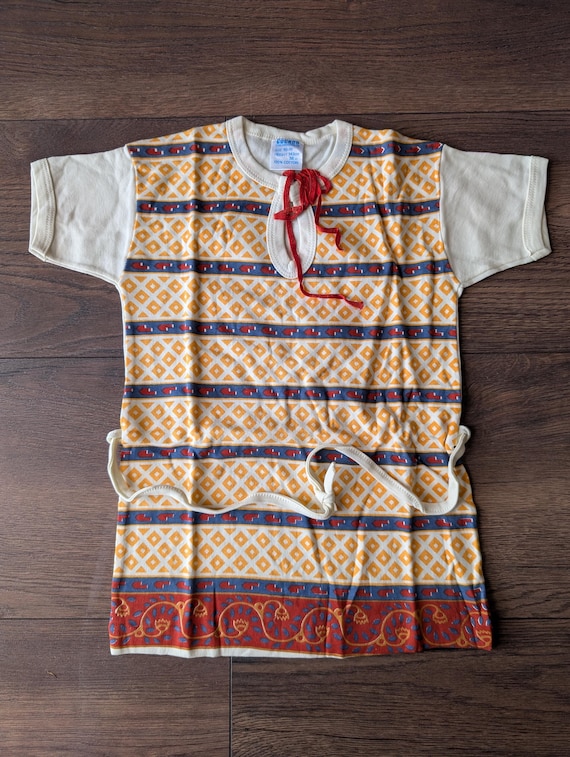Deadstock 1960's Girls Yellow/Cream/Red Patterned Top Age 10-11