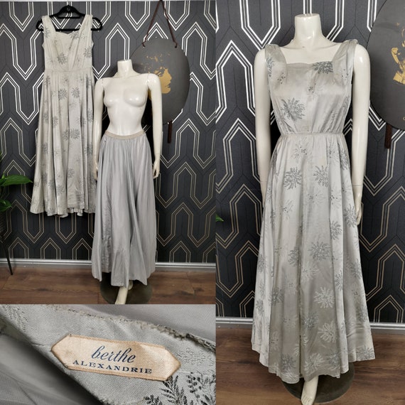 Original 1950's Silver Duchess Satin Ball Gown Dress - Good Condition - Only 75 Pounds!