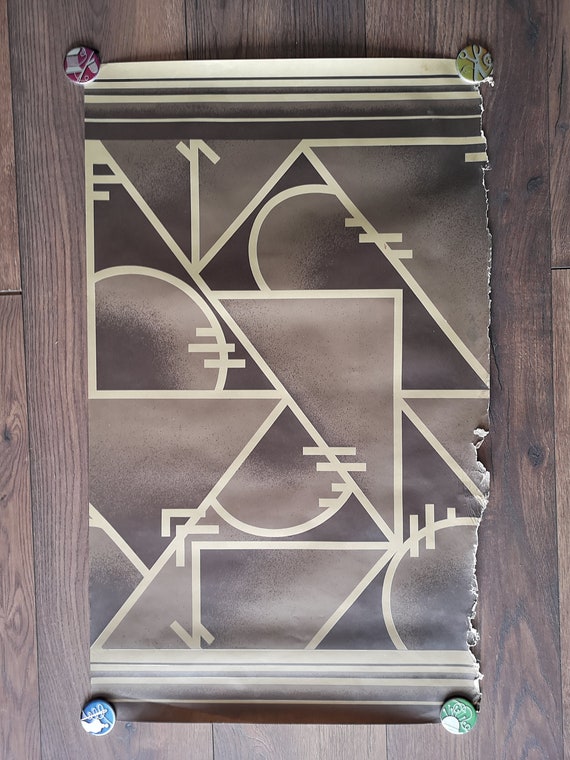 Original 1970s Biba Art Deco Carpet Design Wallpaper Sheet - Fair Condition Unused - Only 45 Pounds Each!